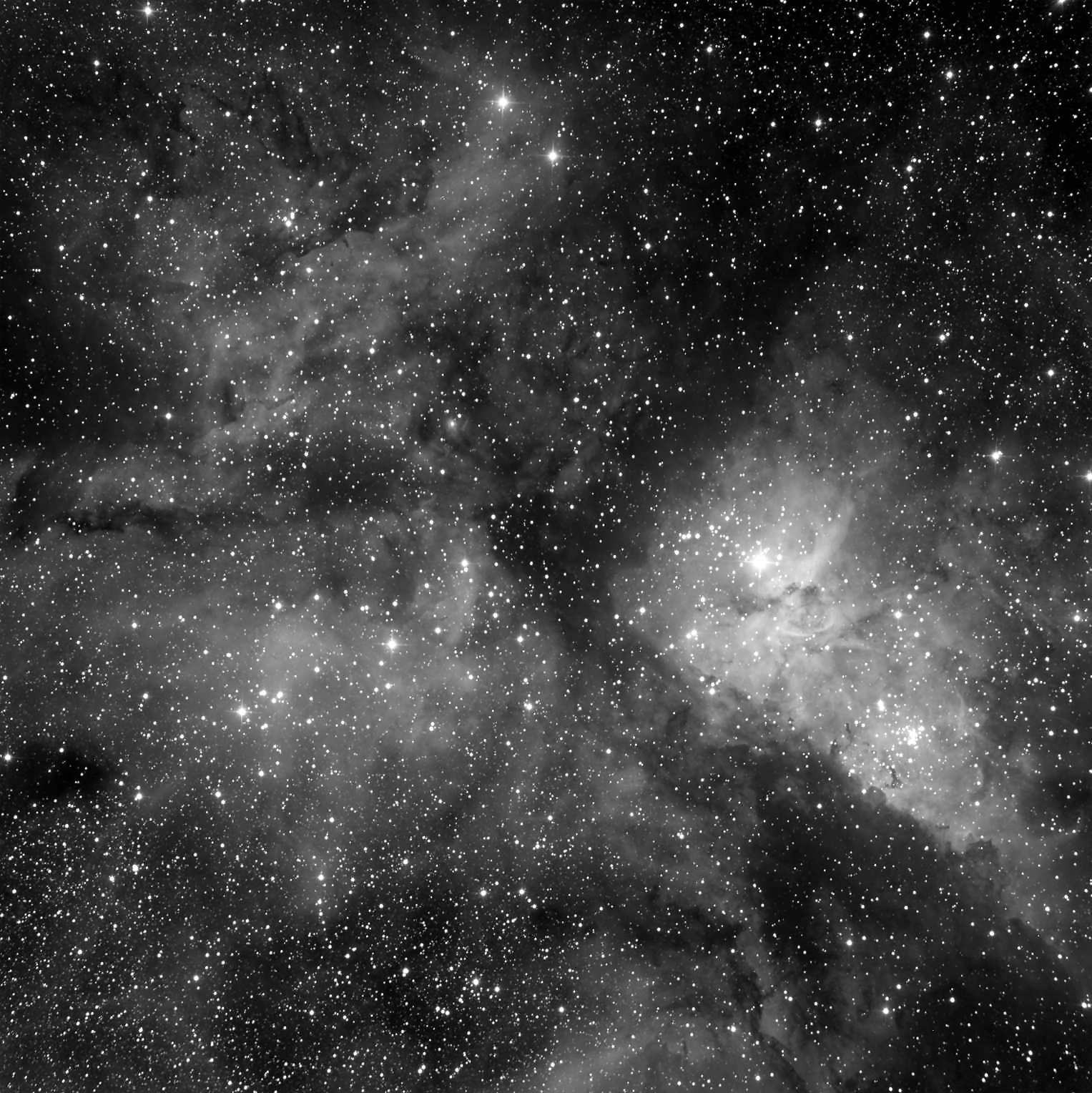 Eta Carinae-Nebel (3372) Foto mit 510mm-Spiegelteleskop in "Siding Spring", Australien (iTelescope) / Belichtingszeit: 300 Sekunden 